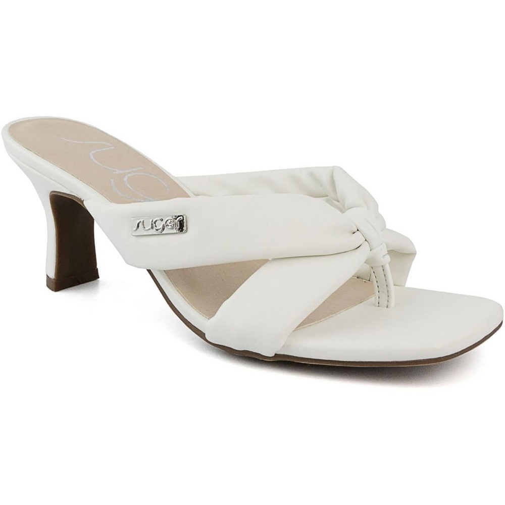 BRAND NEW Sugar Looloo White Thong Kitten Heel Dress Sandal Size 7.5